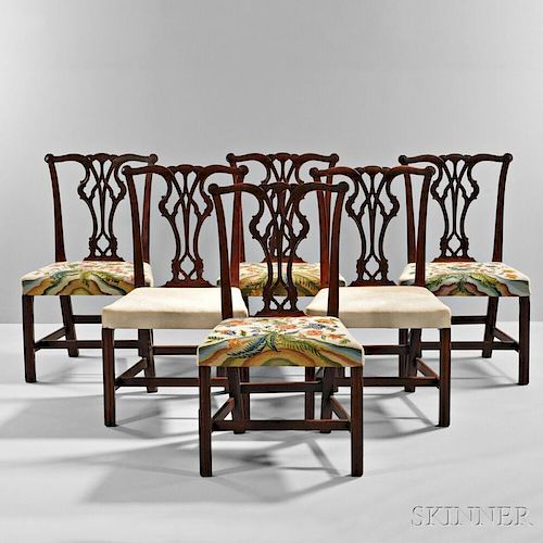 Set of Six Carved Mahogany Side Chairs