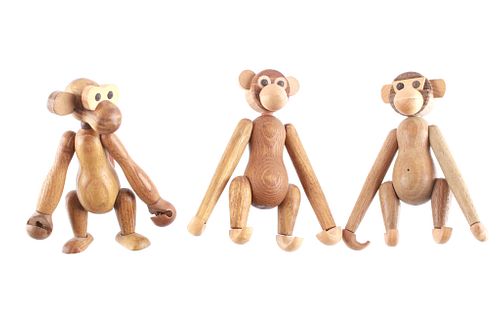 Teak Zoo-Line Folk Art Monkey Collection