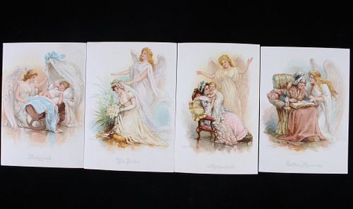 F. Brundage Four Angels Of Life Prints Late 1800's