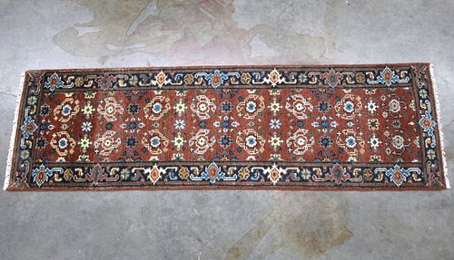 Mahal Persian Hand Knotted Wool Runner Rug 1900's