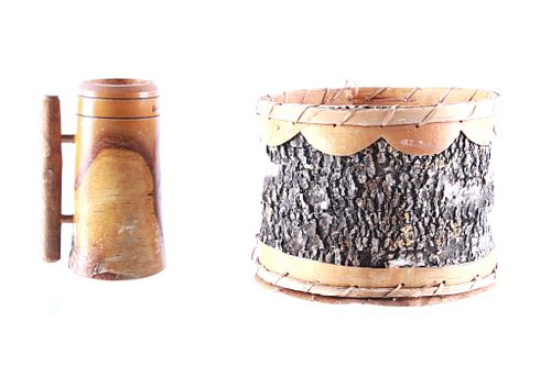 Birch Wood Handmade Basket & Mug