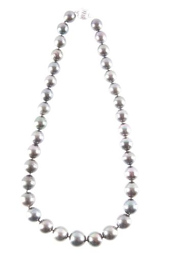 Excellent Tahitian Pearl & 14k White Gold Necklace