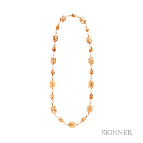 Lalaounis 18kt Gold and Angelskin Coral Necklace