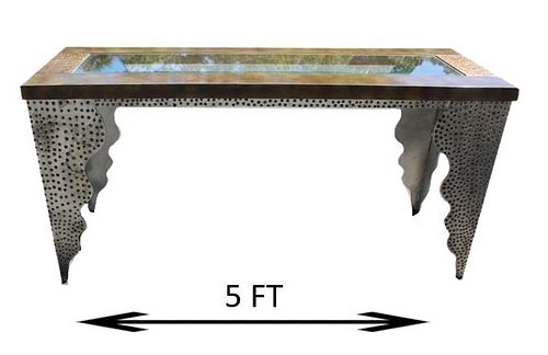 Contemporary Metal & Glass Console Table