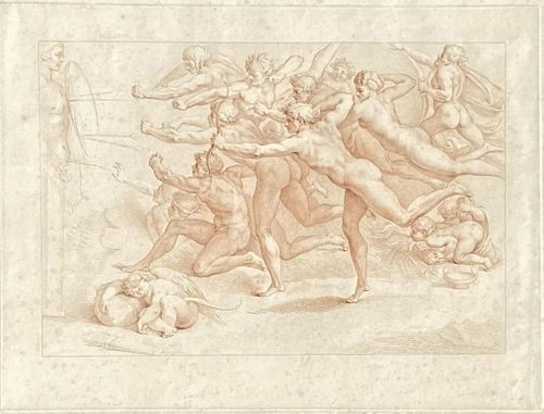 After Michelangelo, Aquatint with Archers