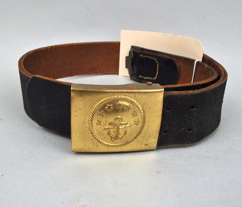 Vintage Navy Belt, Brass Buckle