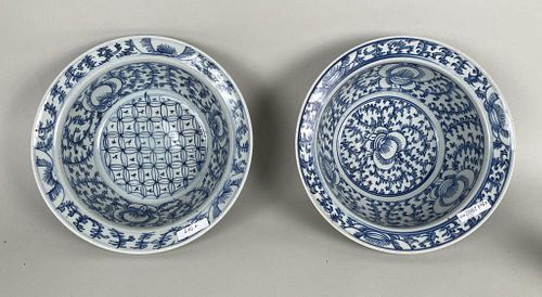 Two Chinese B/W Porcelain Wash Basins
