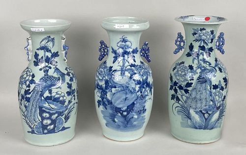 Three Chinese B/W Porcelain Vases