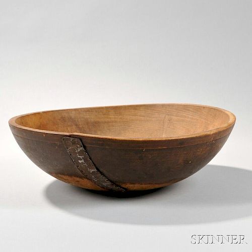 Large Turned Bowl with Make-do Repair