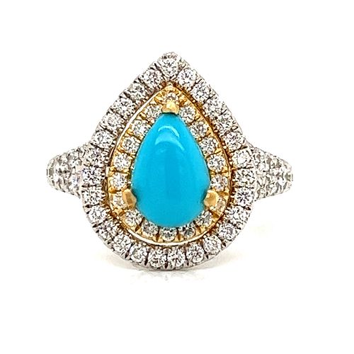18k Turquoise Diamond Ring Â 