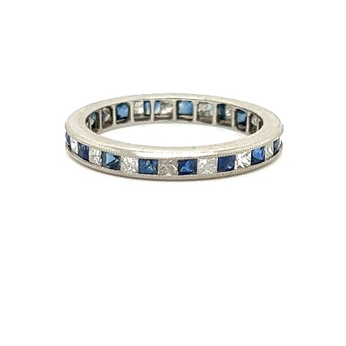 Platinum Diamond Sapphire Eternity Ring