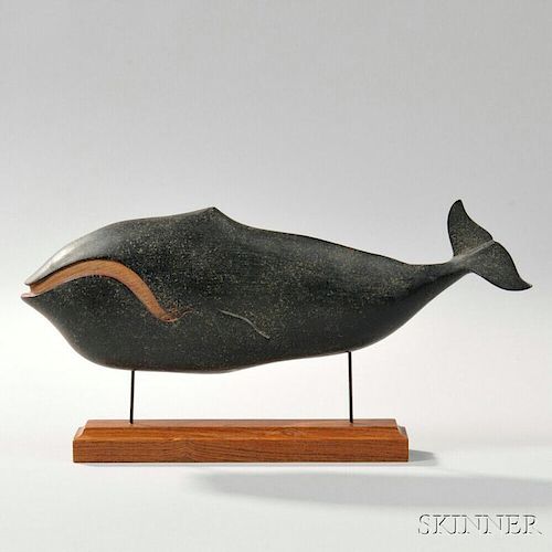Carved and Painted Wooden Right Whale Plaque