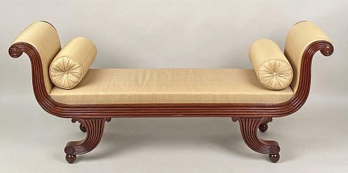Fine Regency Carved Mahogany Upholstered Bench