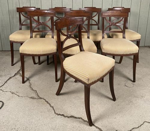 Set Eight Regency Carved Mahogany Dining Chairs