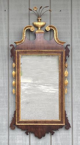 Hepplewhite Style Gilt & Inlaid Mahogany Mirror