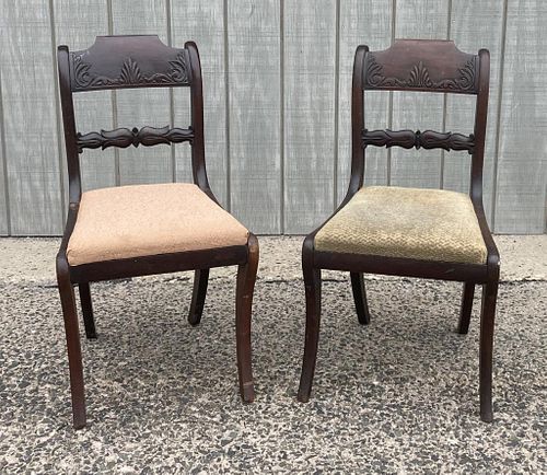 Pair Boston Classical Carved Sabre Leg Chairs