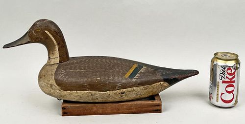 Carved & Painted Wood Pintail Duck Decoy