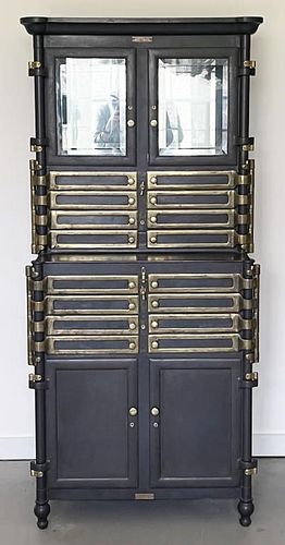 Rare & Unique Steel & Brass Dental Cabinet