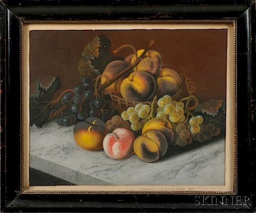 American School, Late 19th Century      Still Life with Fruit on a Marble Slab
