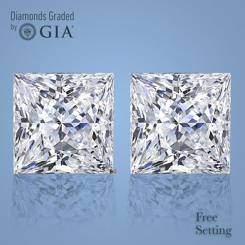 4.04 carat diamond pair Princess cut Diamond GIA Graded 1) 2.02 ct, Color G, VS1 2) 2.02 ct, Color G, VS1. Appraised Value: $140,800 
