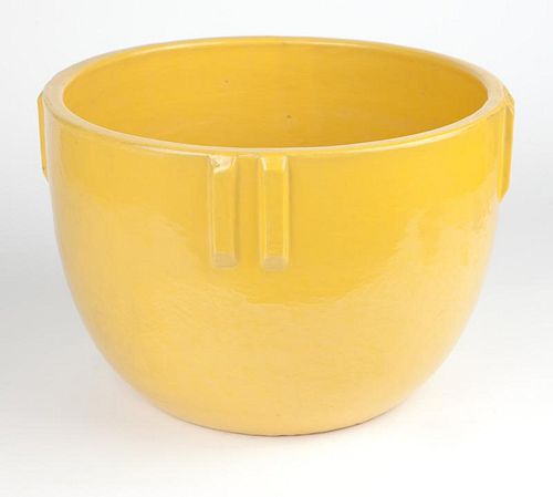 A large Bauer yellow glazed ''Indian pot''