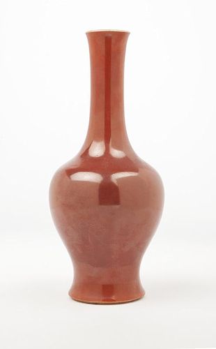 A Chinese monochrome coral red vase