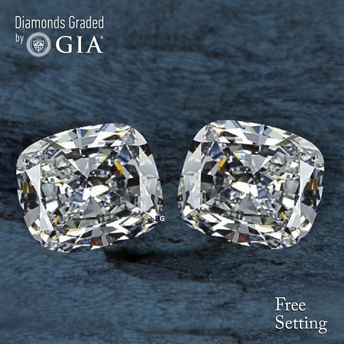 5.04 carat diamond pair Cushion cut Diamond GIA Graded 1) 2.52 ct, Color D, VVS2 2) 2.52 ct, Color D, VS1. Appraised Value: $226,700 