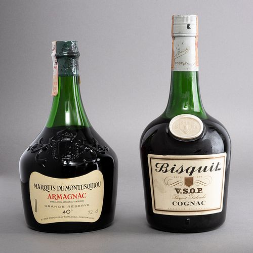 Lote de Cognac y Armagnac. a) Marquis de Montesquiou. Grande Réserve.Armagnac. France. En presentación de 700...