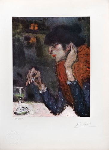 PABLO PICASSO (Málaga, España, 1881 - Moulins, Francia, 1973), The absinthe drinker, 1901, Firma espúria. Reproducción litográfica 94 /