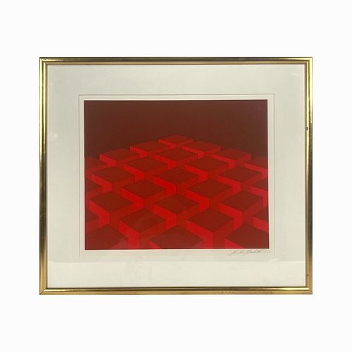 Marko Spalatin ( USA 1945) "Red Cubes" Serigraph