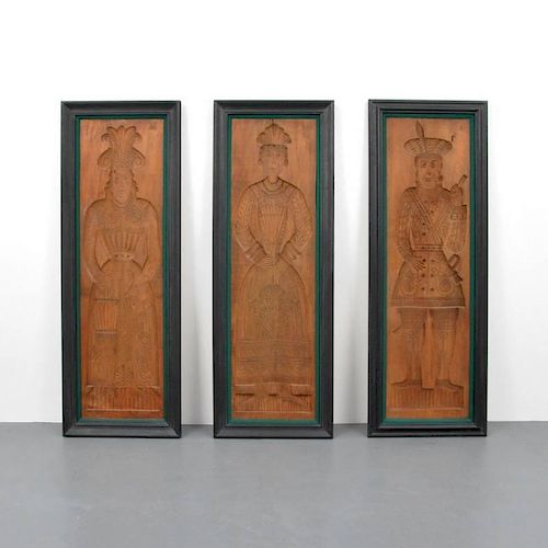 Large Intaglio Wood Figural Panels, Probably Dutch