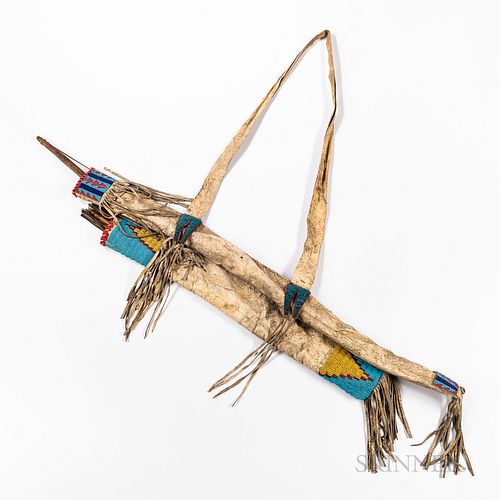 Plains Beaded Hide Bowcase and Quiver with Bow