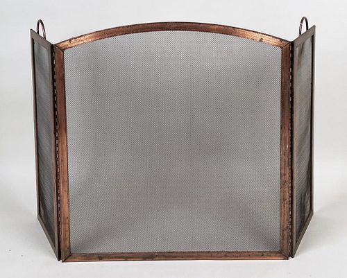 Arts & Crafts Style Bronze Arched Fireplace Screen