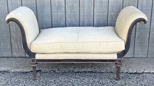 French Carved Mahogany Upholstered Window Bench