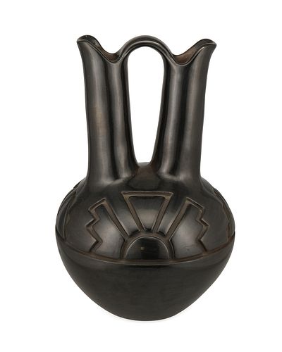 A Santa Clara Pueblo blackware wedding vase