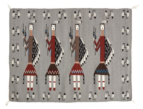 A Navajo Yei weaving by Frida Kee