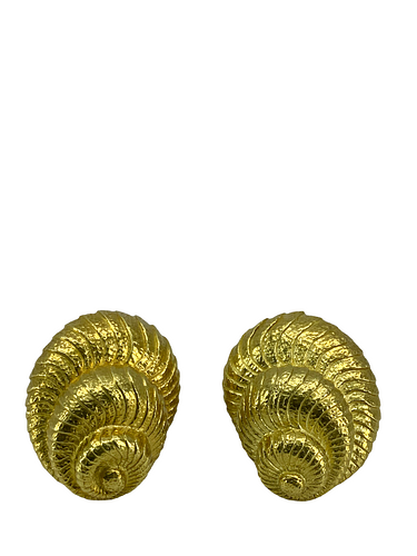 David Webb 18k Gold Shell Clip-On Earrings