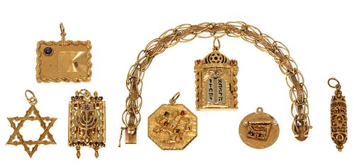 14k Gold Bracelet and Charm Assortment