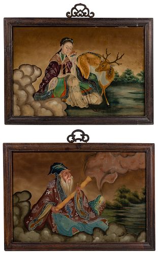 Unknown Artist (Chinese, 19th Century) Reverse Paintings on Glass