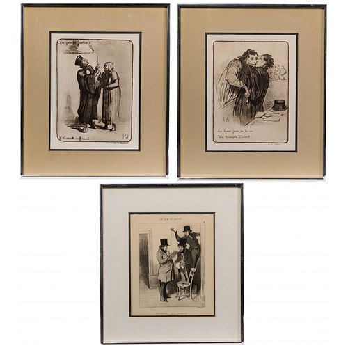 Honore Victorin Daumier (French, 1808-1878) Etching and Print Assortment