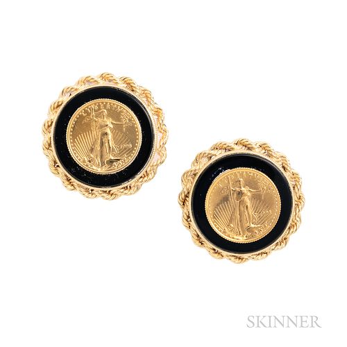 14kt Gold and Gold Coin Earrings