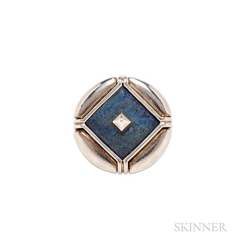 Bulgari Sterling Silver and Lapis Brooch