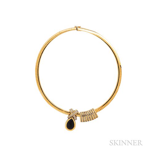 14kt Gold, Onyx, and Diamond Necklace