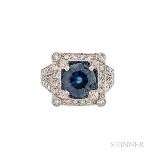 18kt White Gold, Sapphire, and Diamond Ring
