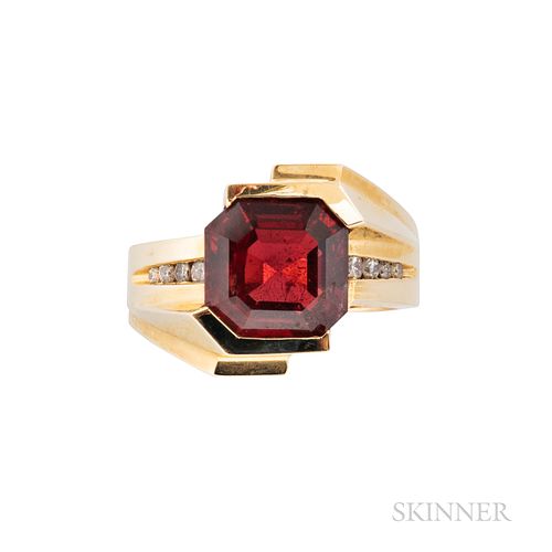 14kt Gold, Spinel, and Diamond Ring