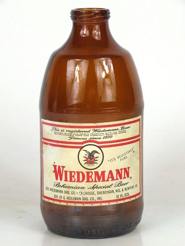 1974 Wiedemann Beer 12oz Handy "Glass Can" bottle Newport, Kentucky
