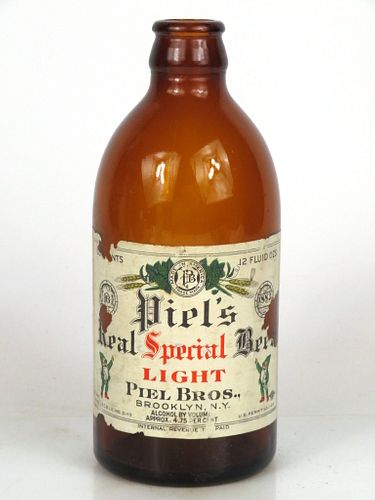 1933 Piel's Real Special Beer 12oz Stubby bottle Brooklyn, New York
