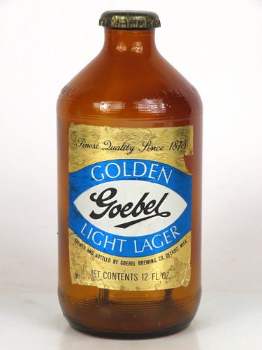 1964 Goebel Golden Light Lager Beer 12oz Handy "Glass Can" bottle Detroit, Michigan