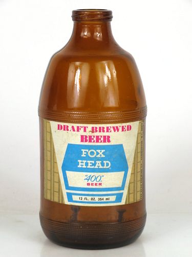 1974 Fox Head "400" Beer 12oz Handy "Glass Can" bottle Hammonton, New Jersey
