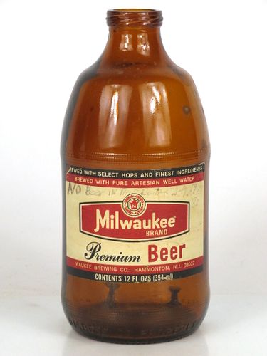 1980 Milwaukee Premium Beer 12oz Handy "Glass Can" bottle Hammonton, New Jersey